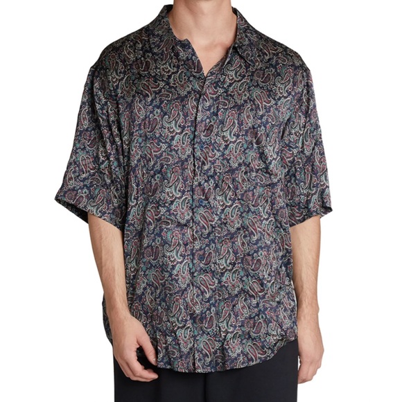 Balenciaga Other - Balenciaga silk paisley oversized button up shirt size 39 XL